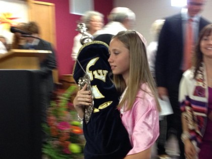 Grace Carrying the Torah. Congregation Ohr Tzafon
