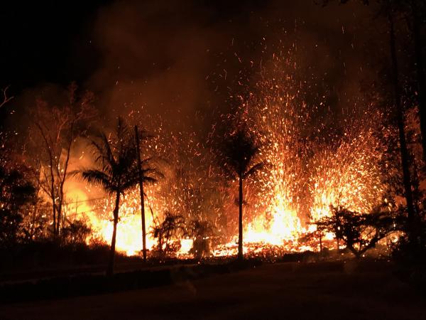 Kilauea,  Leilani Estates, May 5. lava fountains 230 feet high, USGS